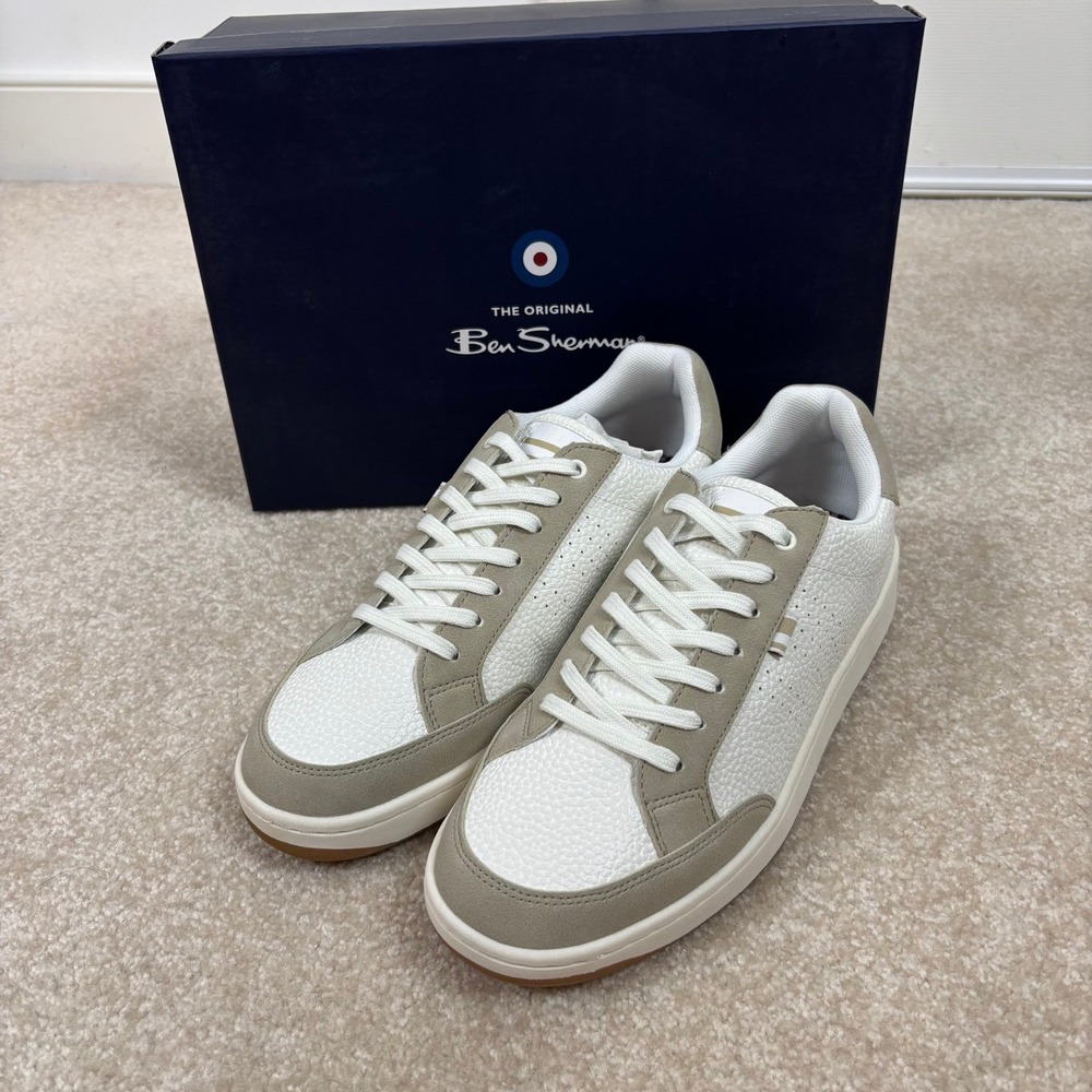Ben Sherman Martin White Alabaster Mens Sneakers‎ Casual Shoes Size 7.5D New